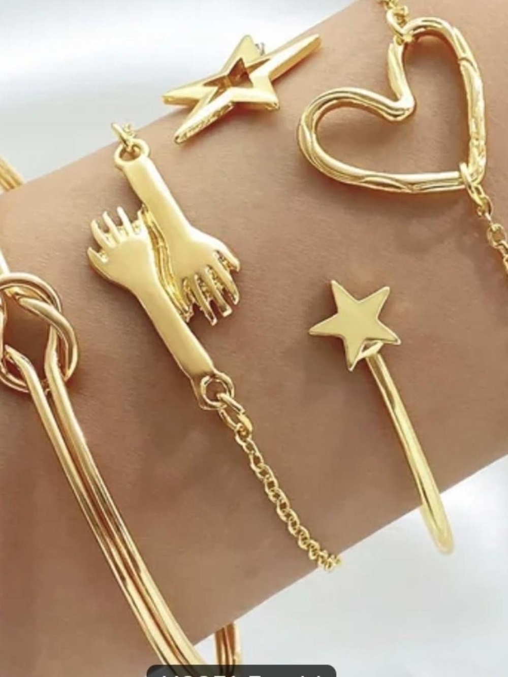 Gold Heart & Star Bracelet Set - Women Jewelry